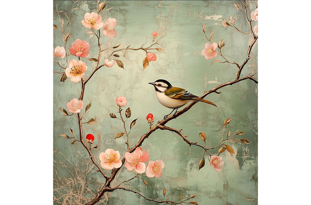 Premium-Samt - Panel - Vintage Bird 