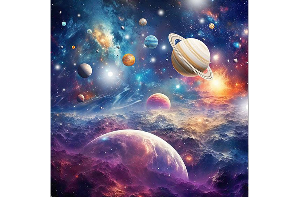 Premium-Samt - Panel - Bunte Planeten 