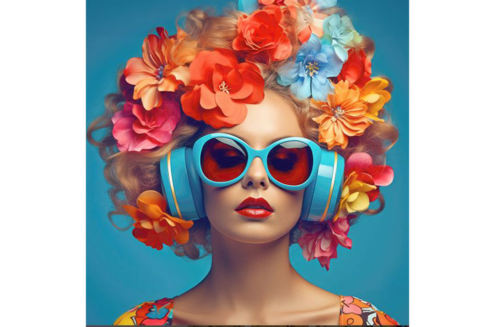 Premium-Samt - Panel - Flower Hair 