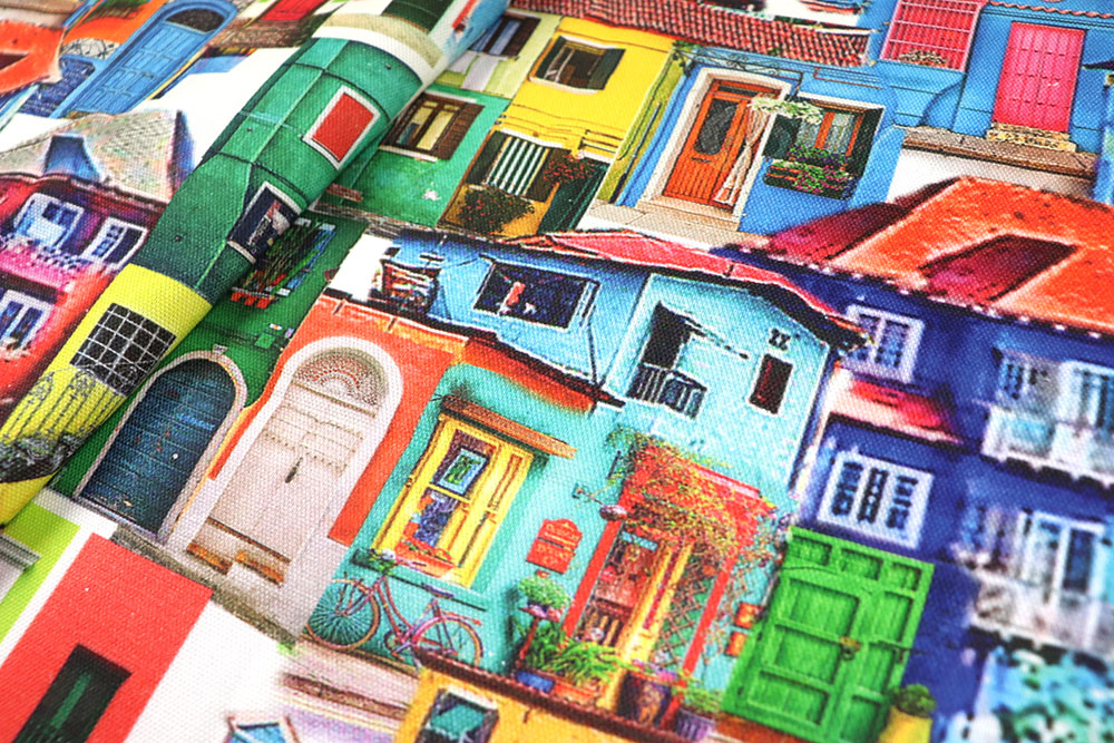 Dekostoff Premium - Bunte Stadt 