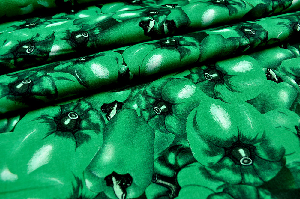 Baumwolle Obst & Gemüse - Paprika Grün 