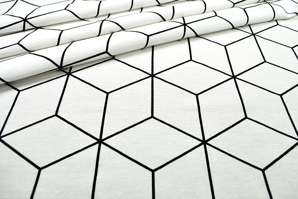 Dekostoff - Cubic Structure - Weiß/Schwarz 