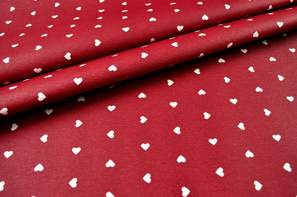 Deko-Outdoorstoff - Mini-Herzen - Rot/Weiß - 2,0 Meter 