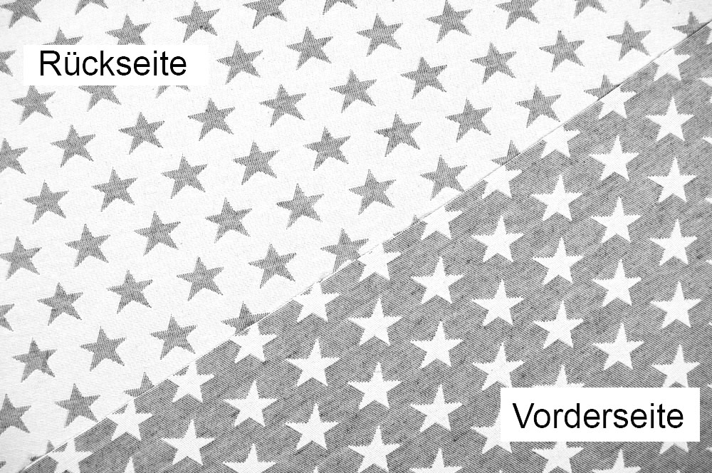 Dekostoff Jacquard - zweiseitig - Sterne - Weiß/Grau 