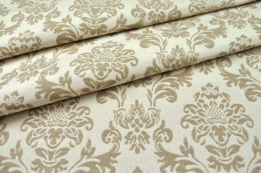 Dekostoff Jacquard - zweiseitig - Barock-Ornament - Beige 
