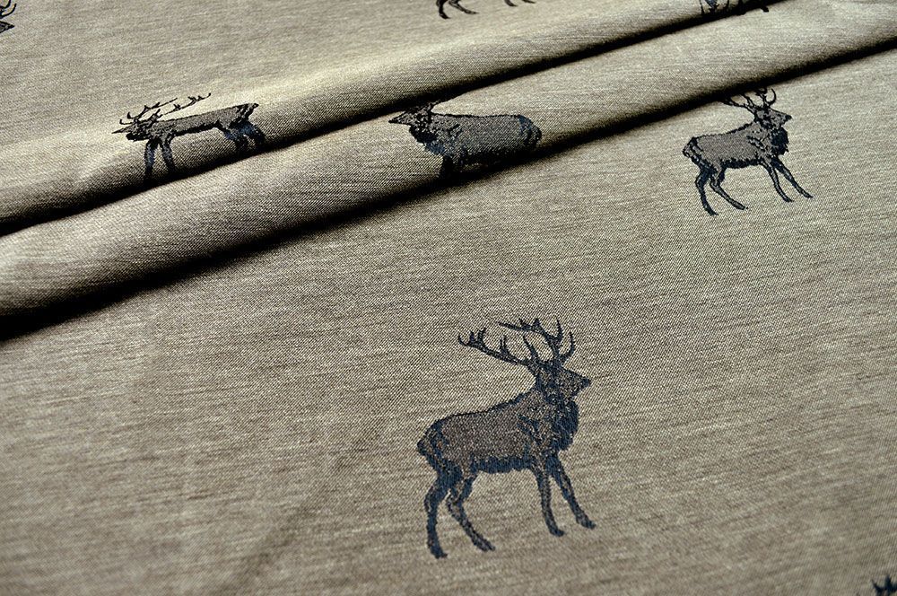 Dekostoff Jacquard - zweiseitig - Hirschrudel - Braun 