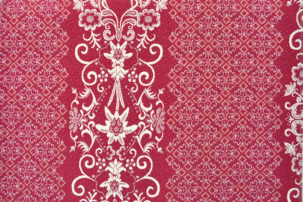 Jacquard-Stoff - Landhaus-Streifen - 280 cm - Bordeaux/Beige 