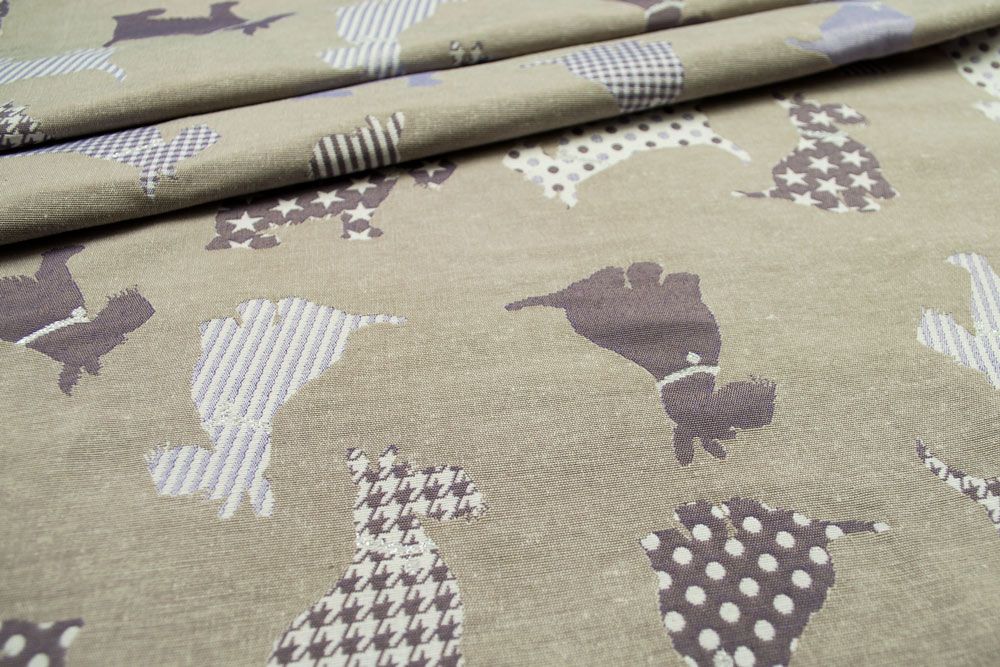 Jacquard Premium - Westhighland Terrier - Beige/Lila 
