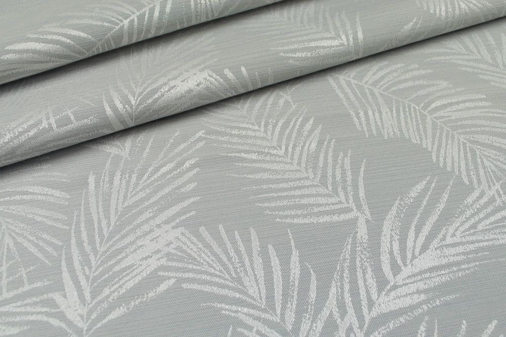 Leaf - Dekostoff Jacquard - Hellgrau/Creme 