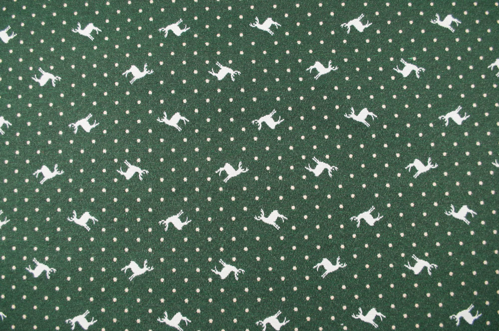 Weißwedel-Hirsch - Dekostoff Jacquard - Grün 