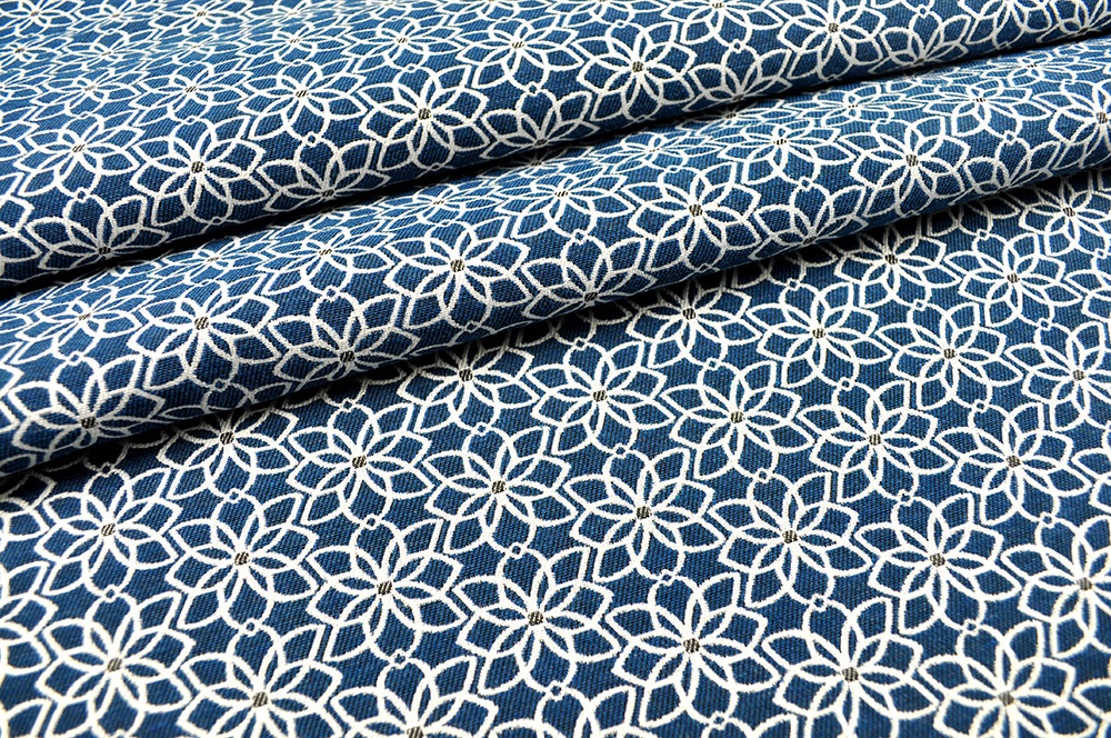 Jacquard-Dekostoff - Saint Lucia - Blau/Weiß - 280 cm 