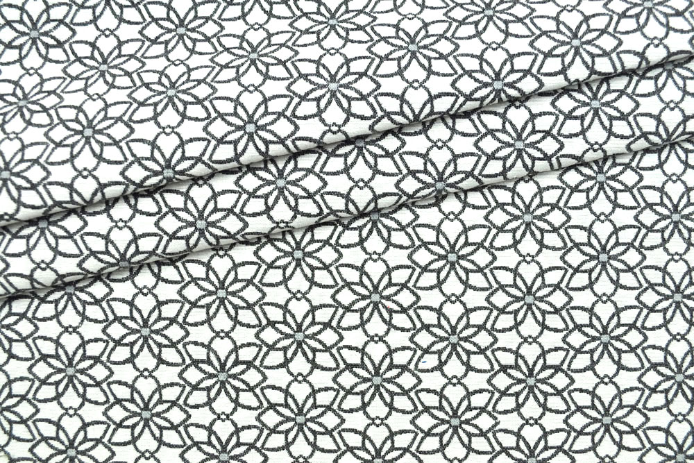 Jacquard-Dekostoff - Saint Lucia - Weiß/Grau - 280 cm 