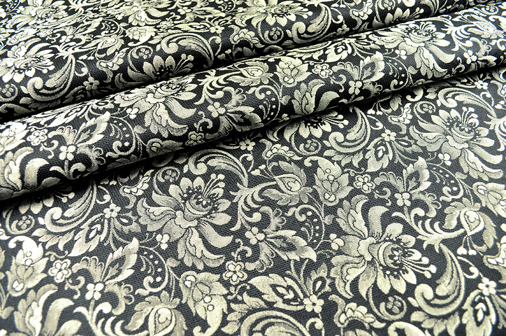 Floralia - Blüten-Jacquard zweiseitig - Schwarz/Creme 