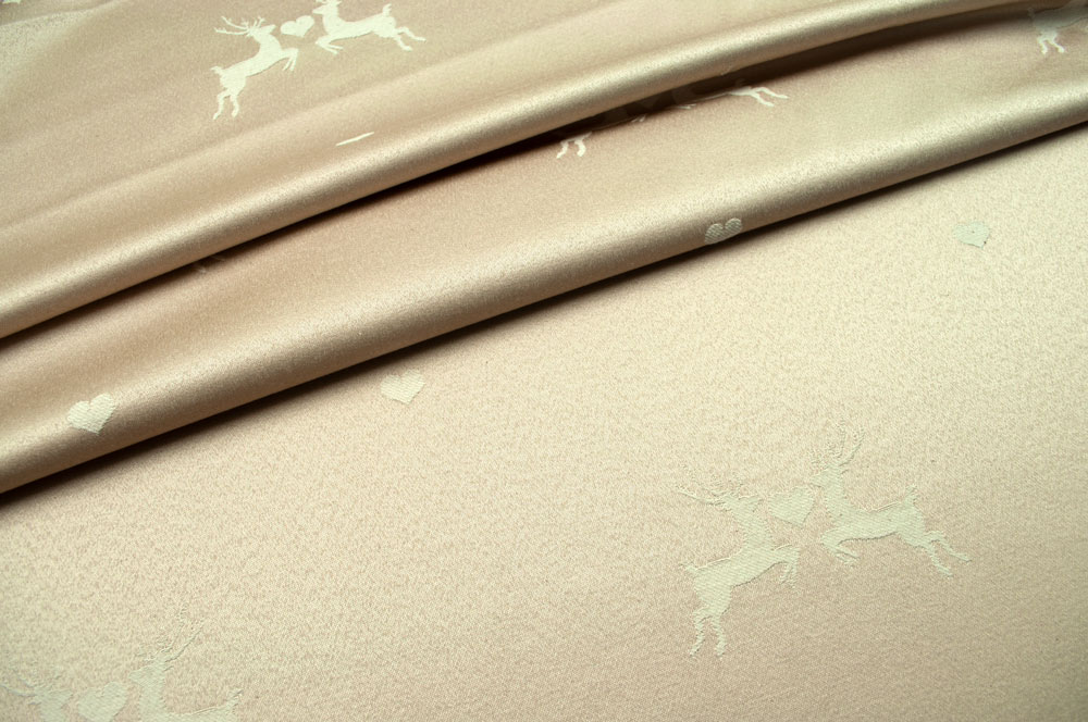 Verliebter Hirsch - Dekostoff Jacquard - Champagner/Creme 