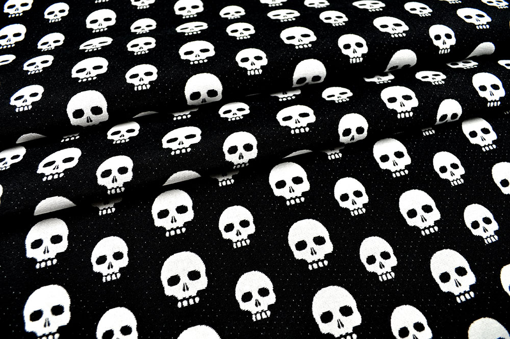 Dekostoff Jacquard - Calavera - Schwarz/Weiß 