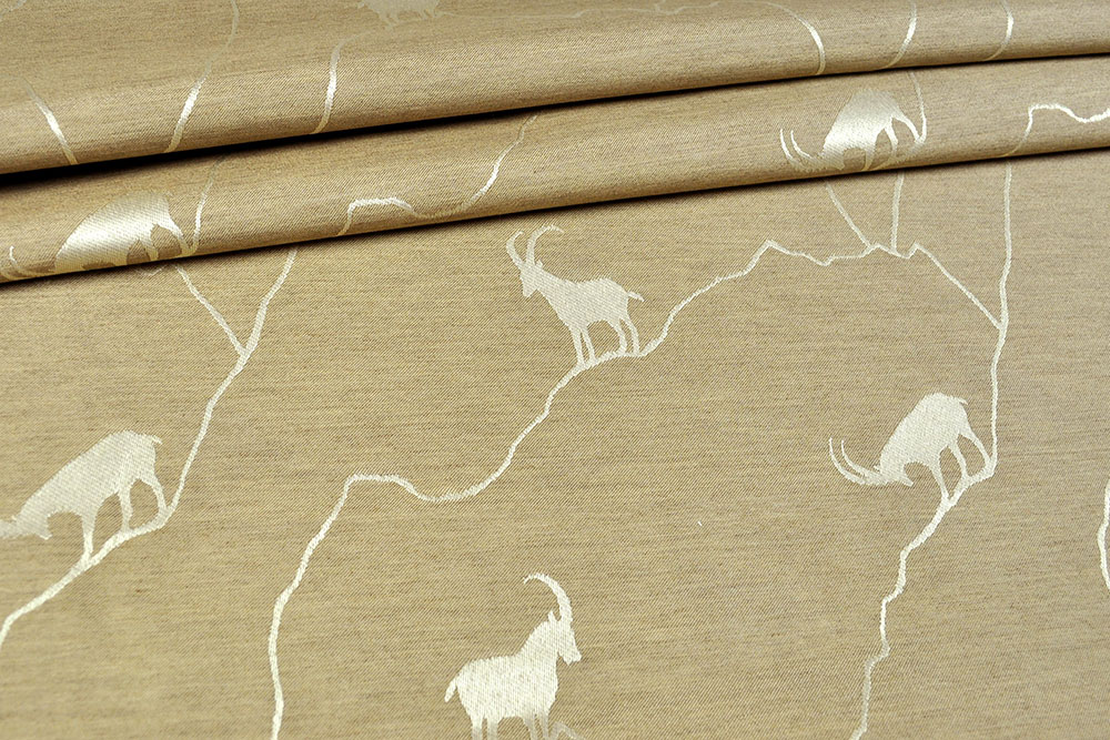 Dekostoff Jacquard - zweiseitig - Alpen-Steinbock - Beige/Creme 