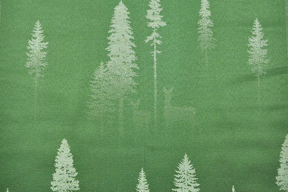 Dekostoff Jacquard - zweiseitig - Rehe im Wald - Grün/Hellgrün 