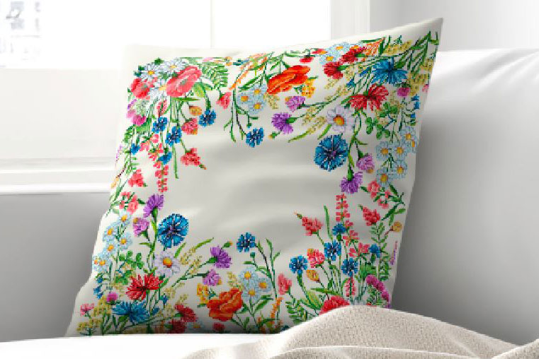 Gobelin-Kissenpanel - Blumenwiese 