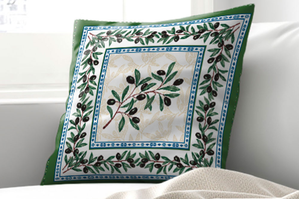 Gobelin-Kissenpanel - Mediterrane Oliven 
