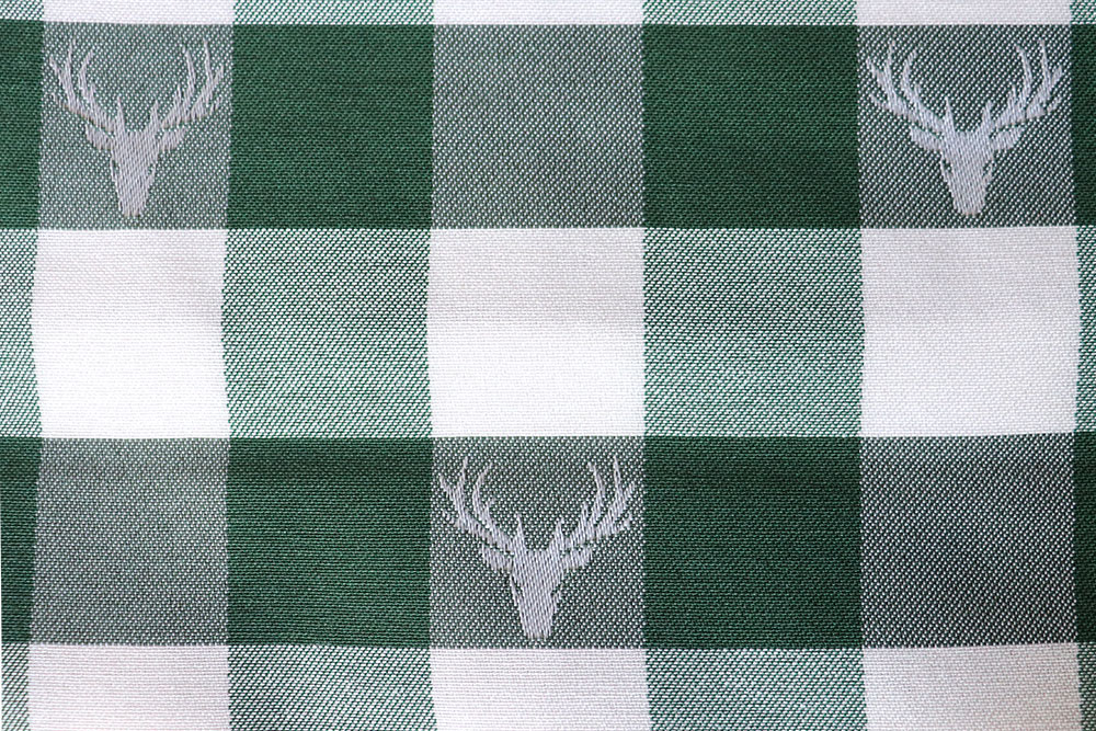 Dekostoff Jacquard beidseitig - Hirsch-Karo - Grün 