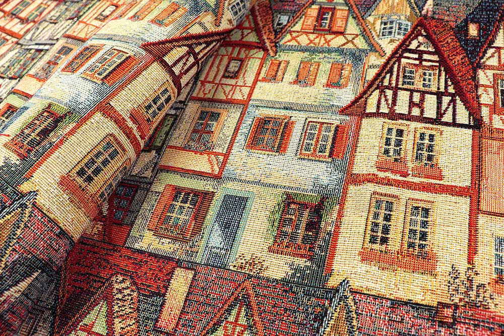 Gobelin-Stoff - Fachwerkhäuser 