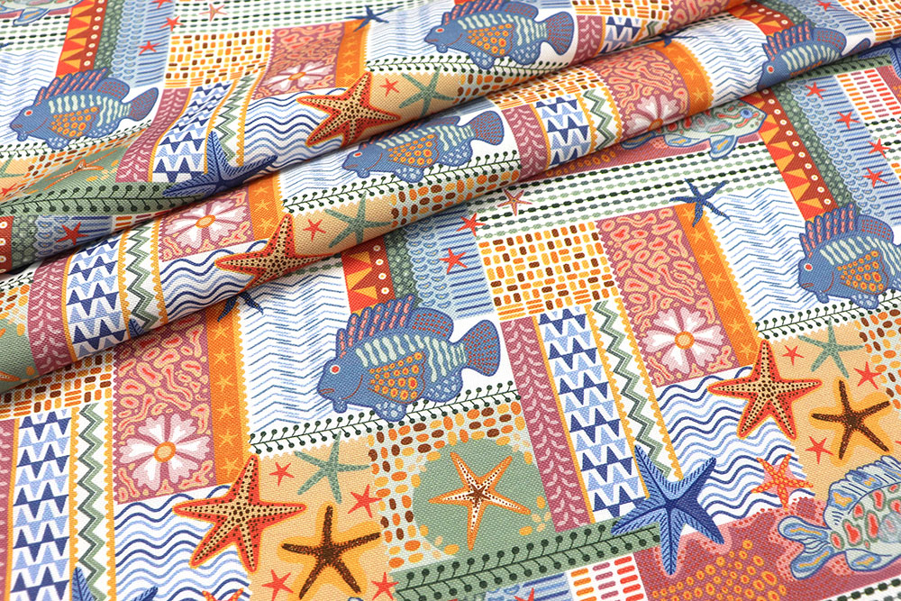 Dekostoff wasserabweisend - Ocean Patchwork 