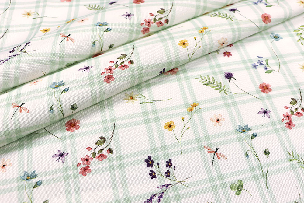 Dekostoff wasserabweisend - Frühlings-Karo 