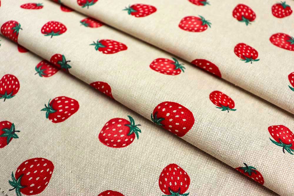 Dekostoff Leinenoptik - Erdbeer-Traum 