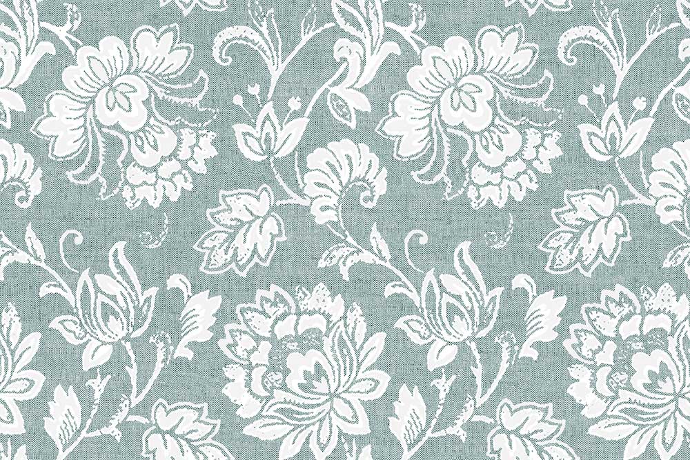 Outdoor-Dekostoff - Tropische Blumen - Mint 