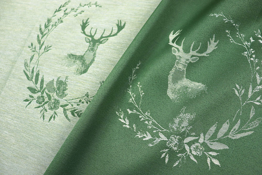 Dekostoff Jacquard beidseitig - Hirsch-Siegel - Grün 