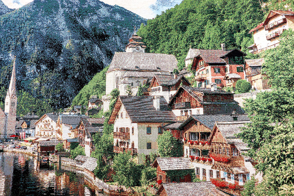 Gobelin-Panel - Bergdorf - 134 x 88 cm 