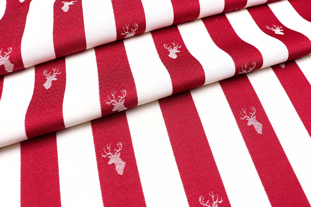 Dekostoff Jacquard - Hirsch-Streifen - Rot 