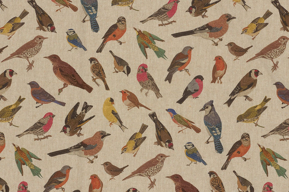 Dekostoff Leinenoptik - Vogelschar 