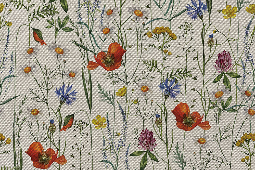 Dekostoff Leinenoptik - Wunderschöne Wiese 