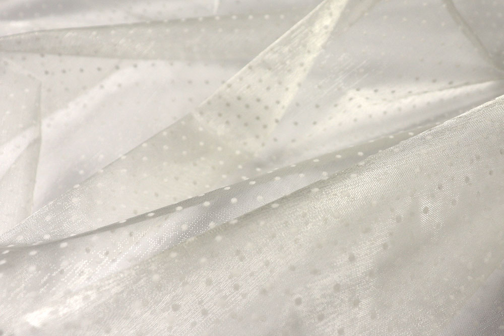 Organza beflockt - Tupfen - Champagner 