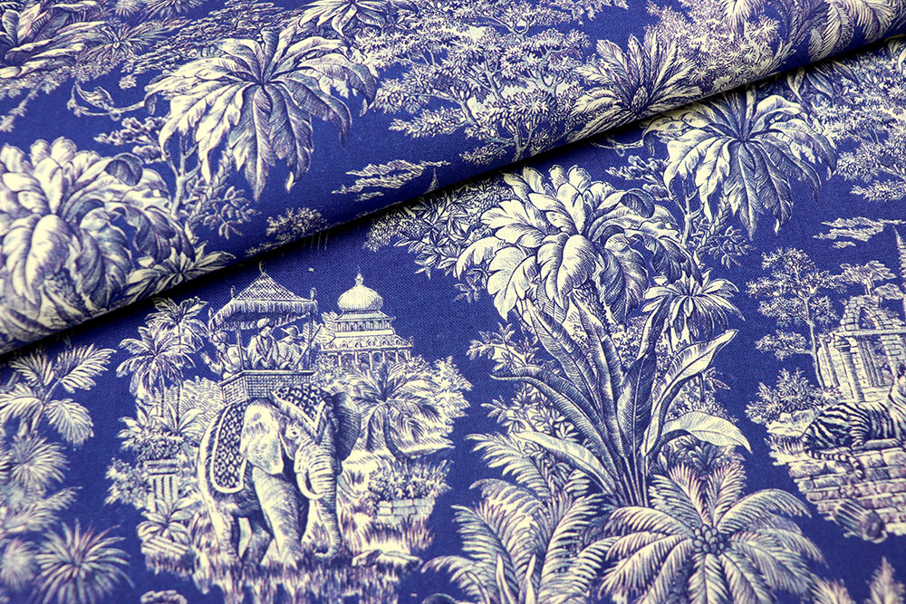 Baumwollstoff - Toile de Jouy - Mayani Blue 