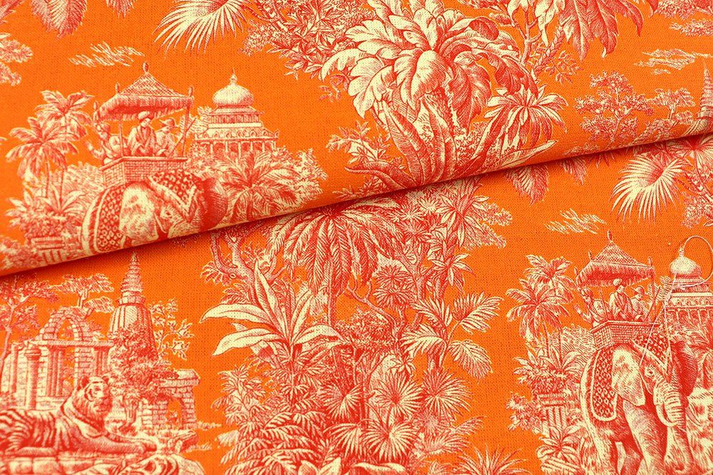 Baumwollstoff - Toile de Jouy - Mayani Orange 