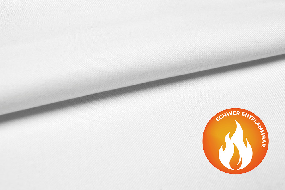PFP - Polyester-Stoff - schwer entflammbar - Weiß 