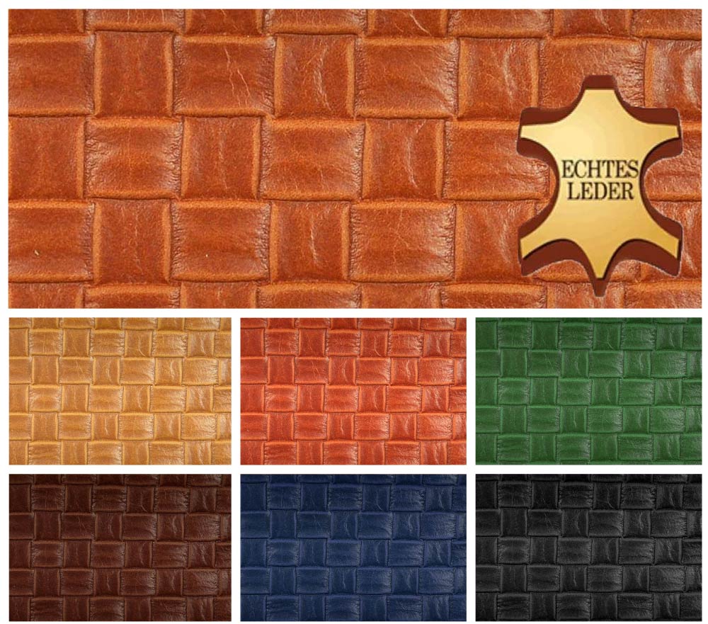 Echtleder geprägt - Flechtmuster - ganze Haut 