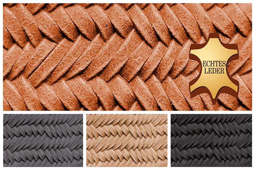 Echtleder-Stück - Flechtprägung - Croupon 