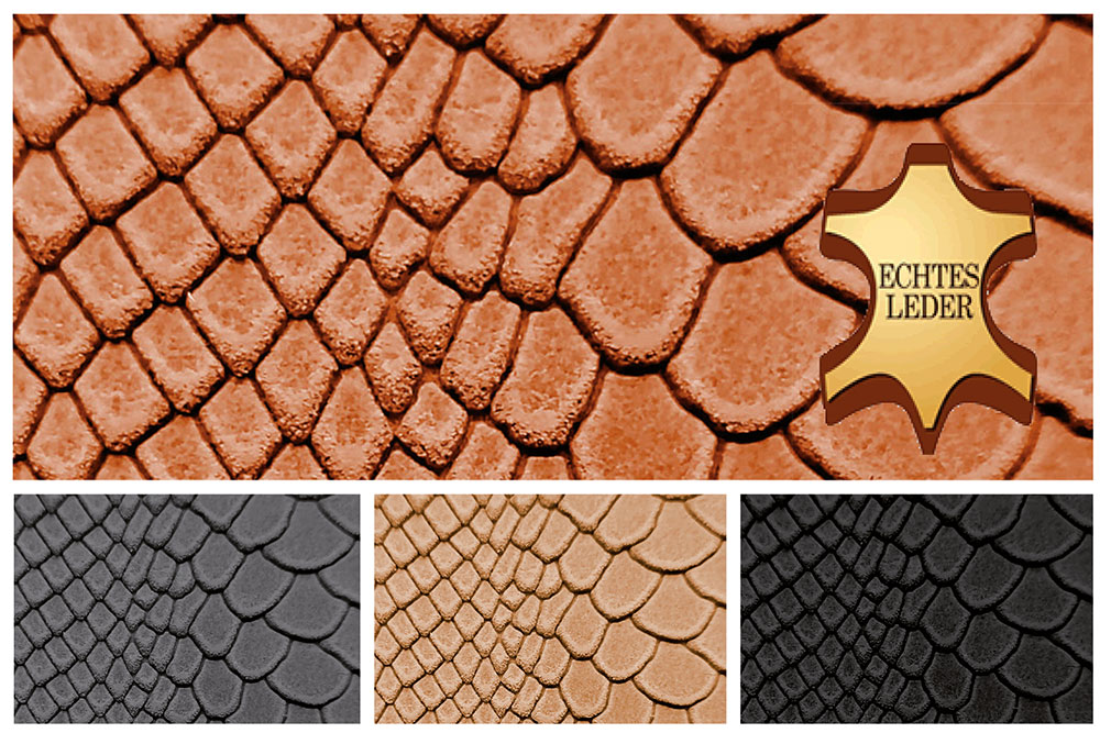 Echtleder-Stück - Anaconda-Prägung - Croupon 