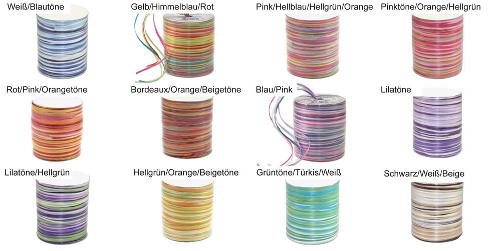 Bast-Geschenkband - matt - Multicolor - 2 mm, 50 m Rolle 