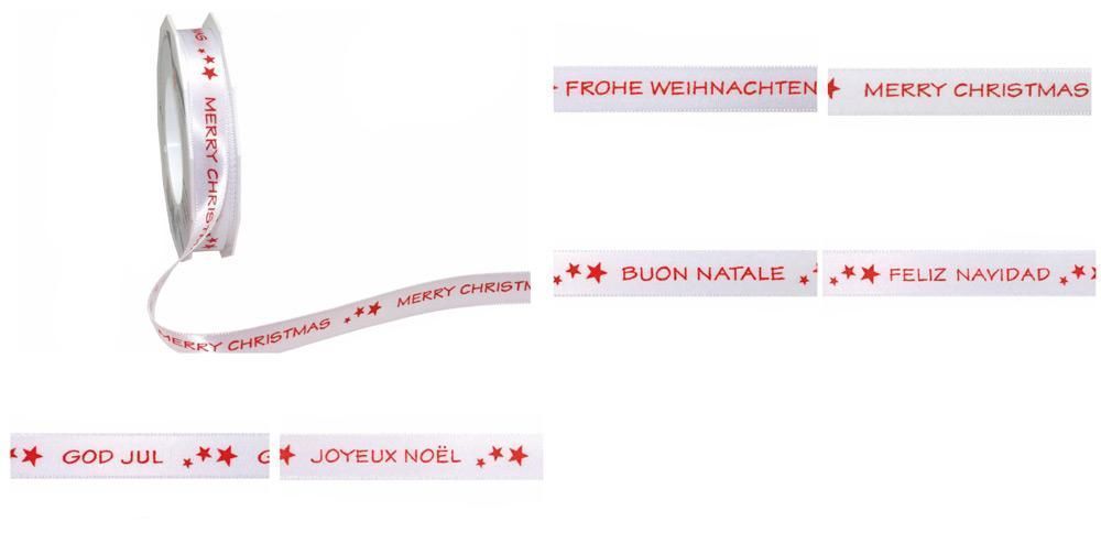 Merry-Christmas Band 15 mm - 20 m Rolle - Weiß 