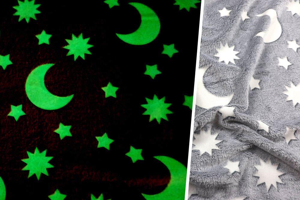 Fleece - Glow in the Dark - Mond und Sterne 