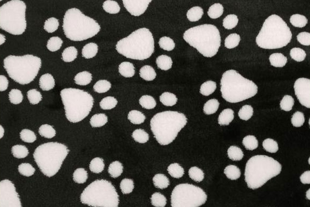 Fleece-Stoff - Pfötchen Flausch - Schwarz 