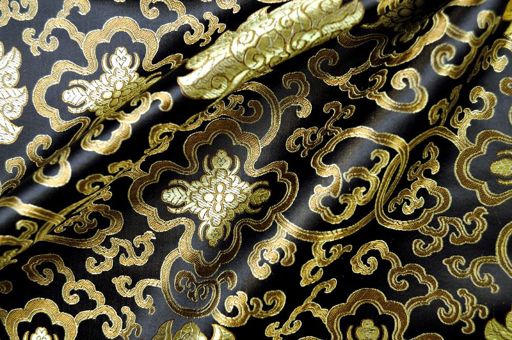 China-Seidenimitat - Ornament - Schwarz 