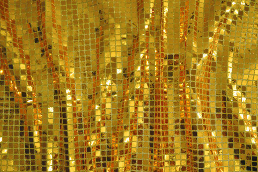 Paillettenstoff Quadro - Gold - 2,0 Meter 