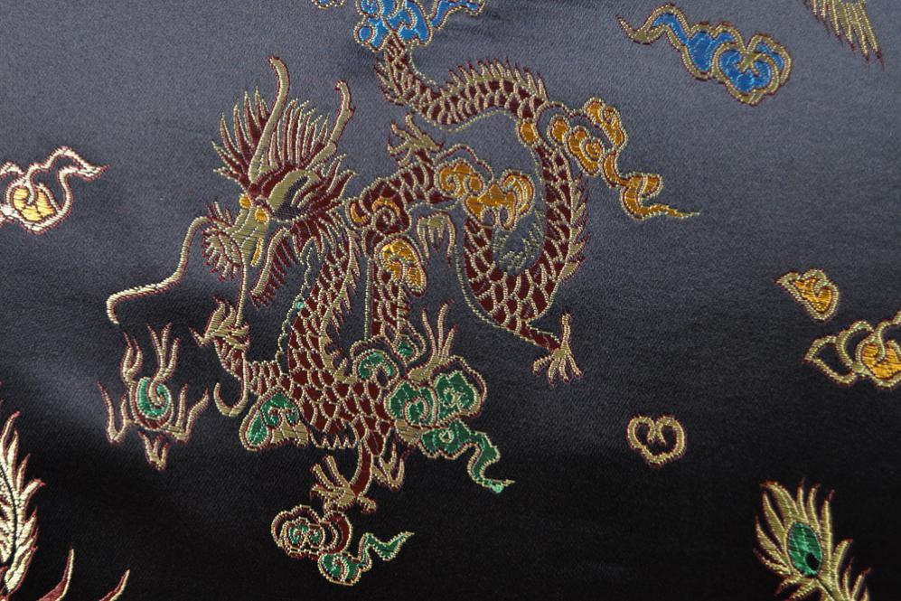 China-Seidenimitat Drache - Schwarz - 150 cm 