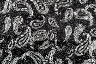 Brokat Paisley - Schwarz/Silber 