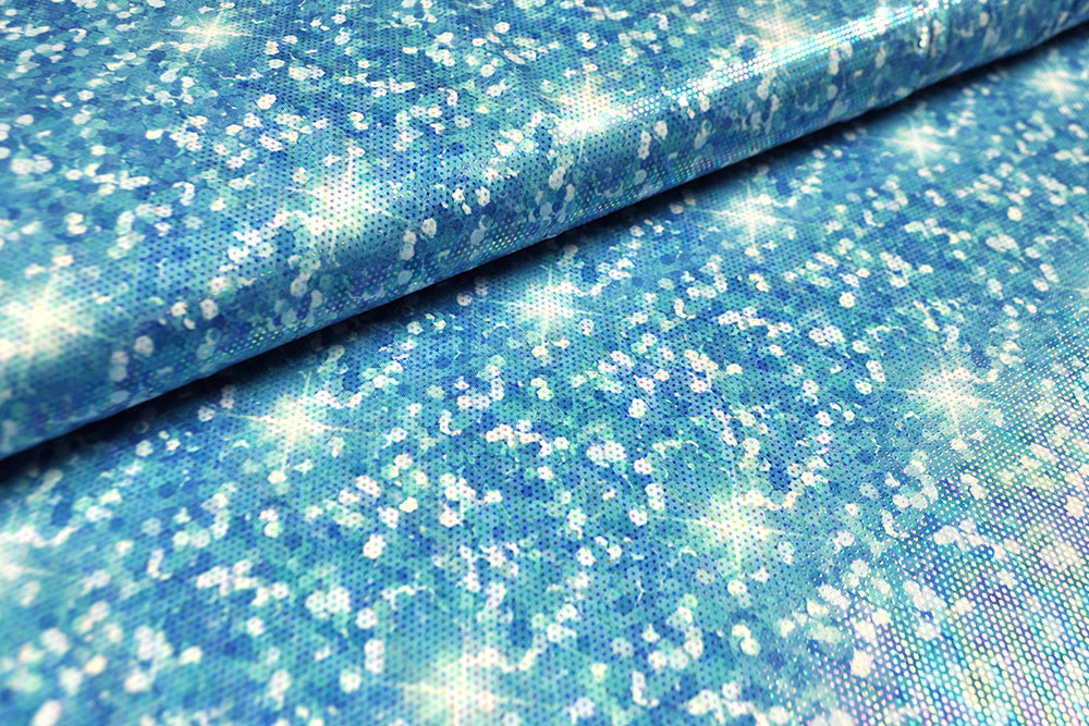 Tanzkleiderstoff Hologramm - Blue Confetti 